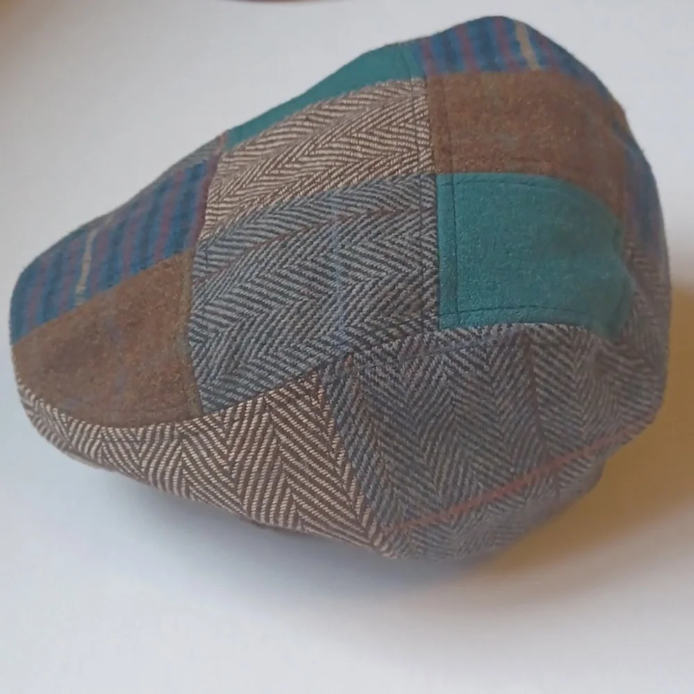 Patchwork Tweed Flat Cap - Green and Brown